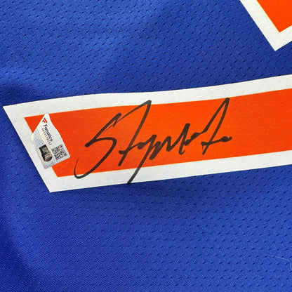 Autographed/Signed Carmelo Anthony New York Knicks Blue Authentic Swingman Basketball Jersey Fanatics COA