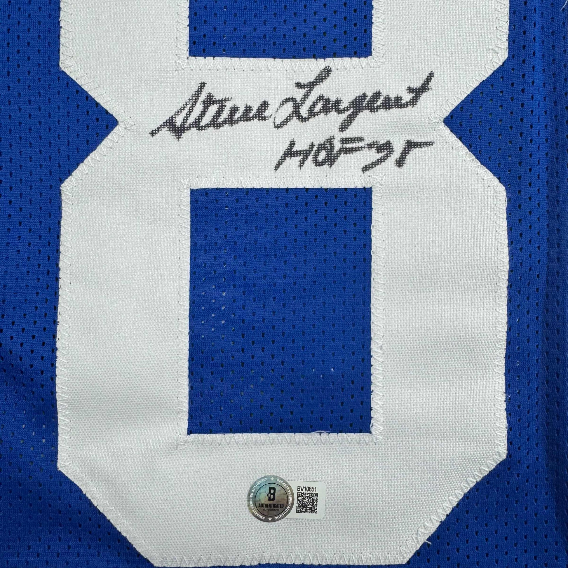 Autographed/Signed Steve Largent HOF 95 Seattle Blue Football Jersey Beckett BAS COA - Triathlete Store