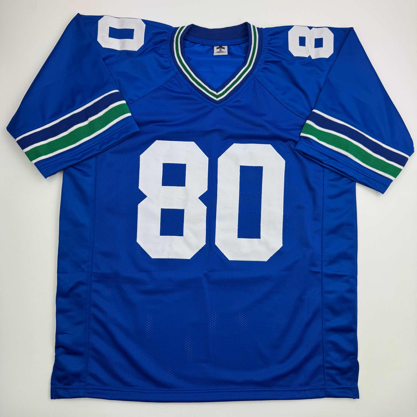 Autographed/Signed Steve Largent HOF 95 Seattle Blue Football Jersey Beckett BAS COA - Triathlete Store