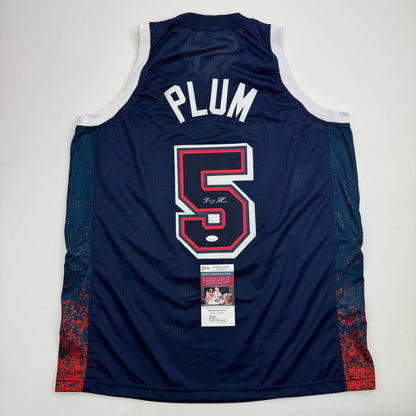 Autographed/Signed Kelsey Plum USA Olympics Blue Basketball Jersey JSA COA