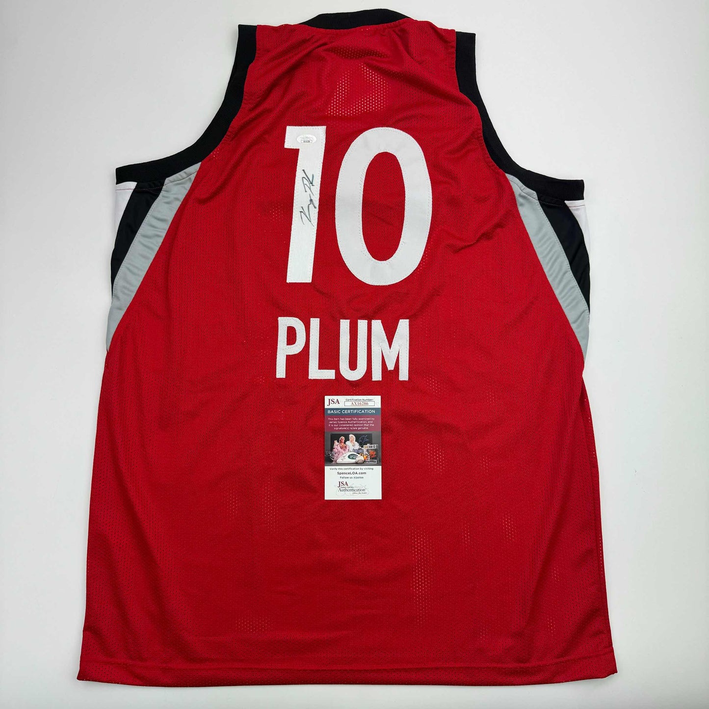 Autographed/Signed Kelsey Plum Las Vegas Red Basketball Jersey JSA COA