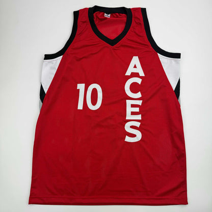 Autographed/Signed Kelsey Plum Las Vegas Red Basketball Jersey JSA COA