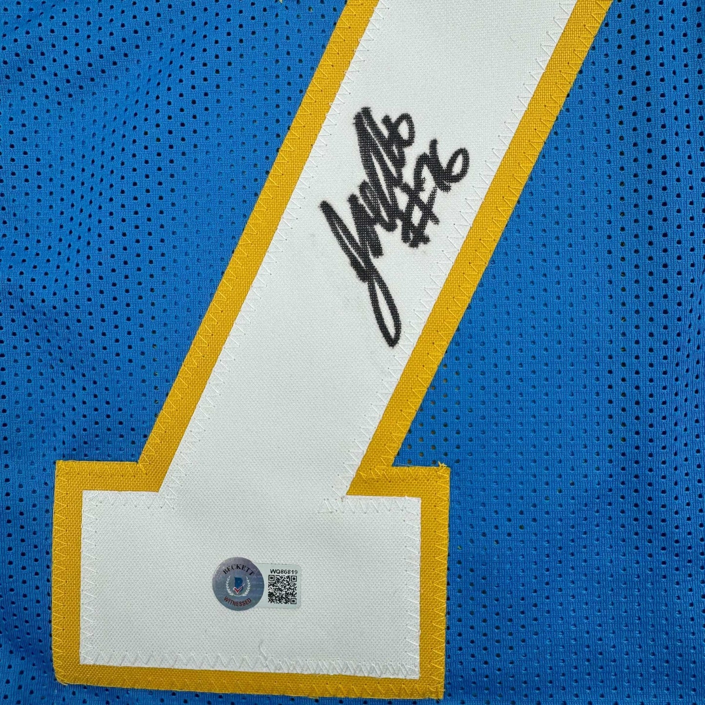 Autographed/Signed Joe Alt Los Angeles LA Powder Blue Football Jersey Beckett BAS COA