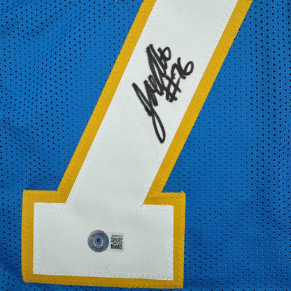 Autographed/Signed Joe Alt Los Angeles LA Powder Blue Football Jersey Beckett BAS COA