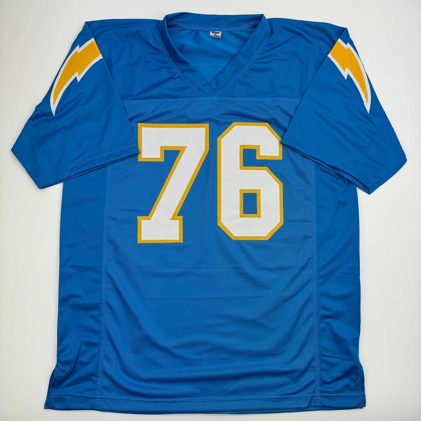 Autographed/Signed Joe Alt Los Angeles LA Powder Blue Football Jersey Beckett BAS COA