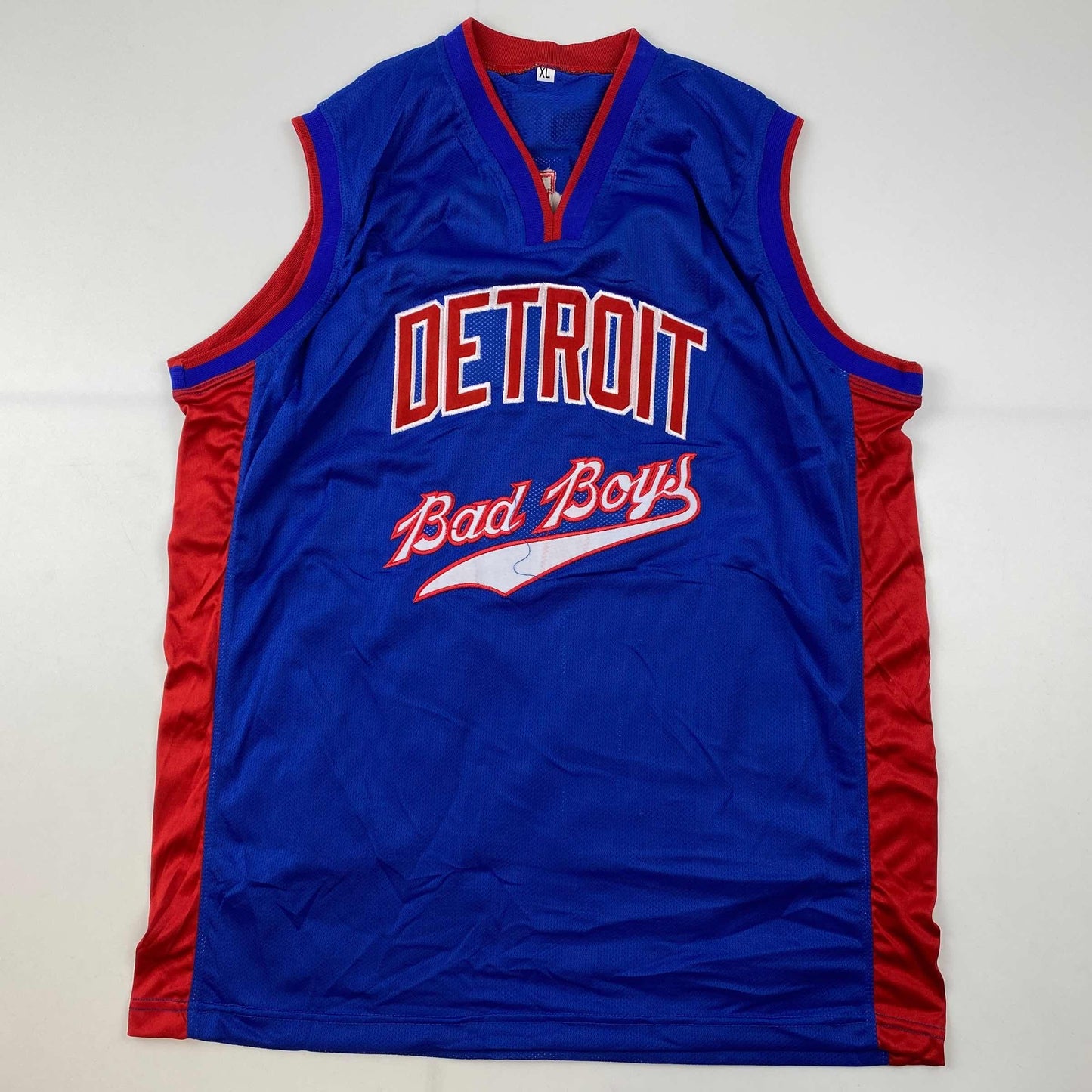 Autographed/Signed Joe Dumars & Dennis Rodman Detroit Bad Boys Blue Basketball Jersey JSA COA