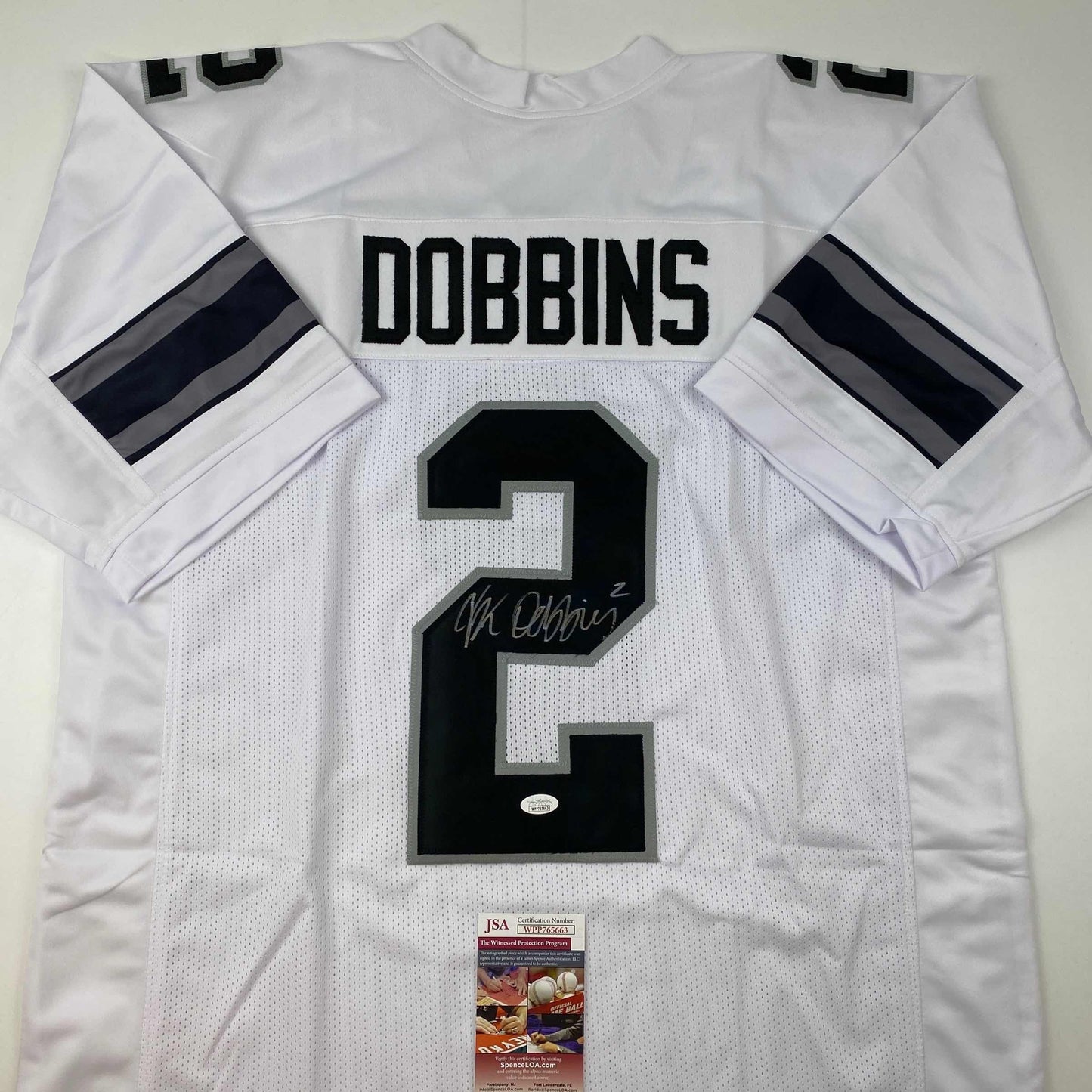 Autographed/Signed JK J.K. Dobbins Ohio State White Alternate College Football Jersey JSA COA