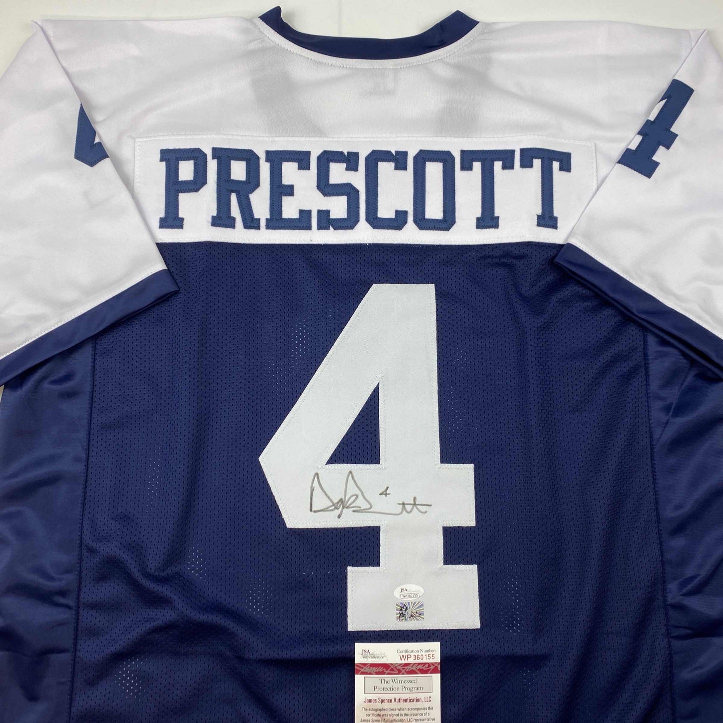 Autographed/Signed Dak Prescott Dallas Thanksgiving Day Football Jersey JSA COA