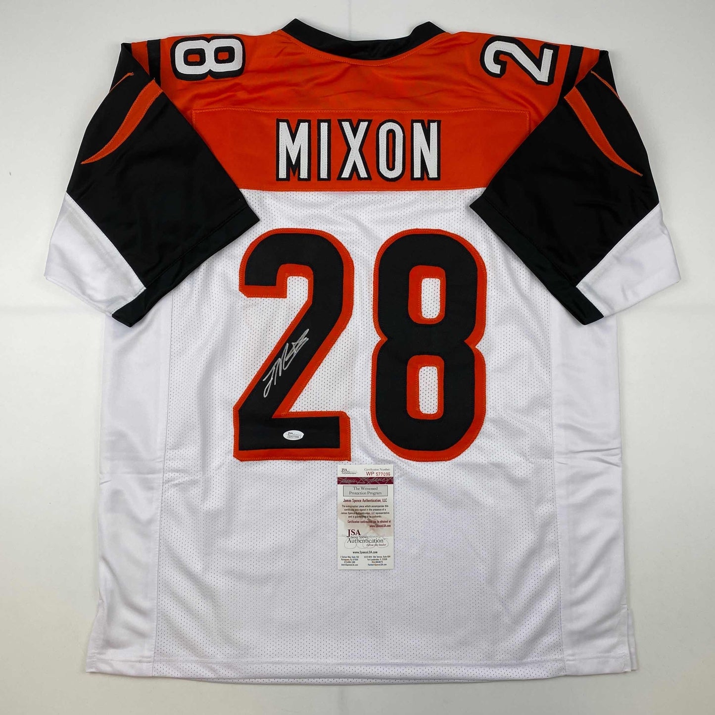 Autographed/Signed Joe Mixon Cincinnati White Football Jersey JSA COA