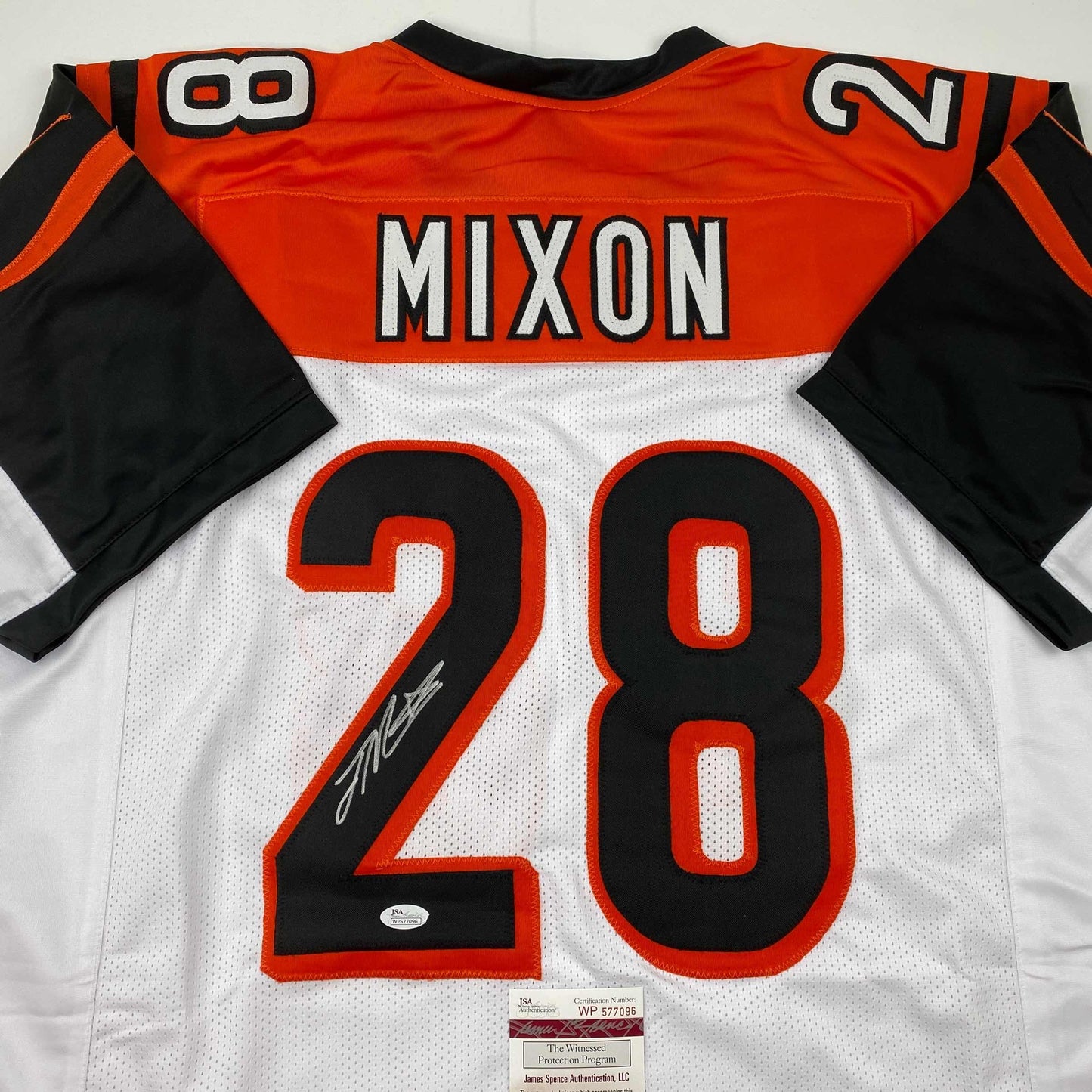 Autographed/Signed Joe Mixon Cincinnati White Football Jersey JSA COA