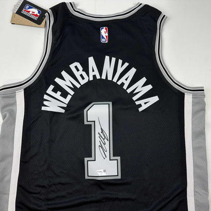Autographed/Signed Victor Wembanyama San Antonio Spurs Black Authentic Swingman Basketball Jersey Fanatics COA