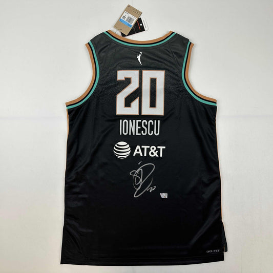 Autographed/Signed Sabrina Ionescu New York Liberty Black Swingman Basketball Jersey Fanatics COA
