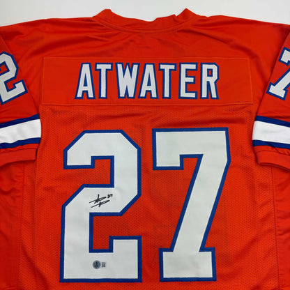 Autographed/Signed Steve Atwater Denver Retro Orange Football Jersey Beckett BAS COA