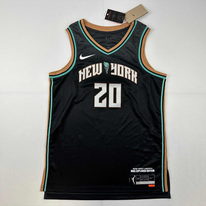 Autographed/Signed Sabrina Ionescu New York Liberty Black Swingman Basketball Jersey Fanatics COA