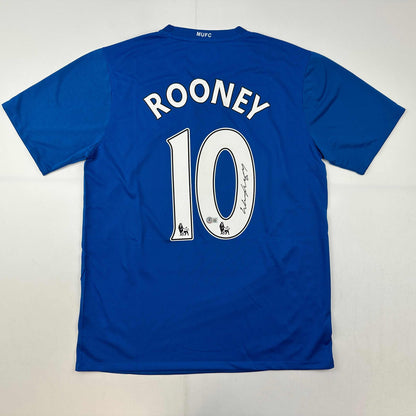 Autographed/Signed Wayne Rooney Manchester United Blue Soccer Jersey Beckett BAS COA