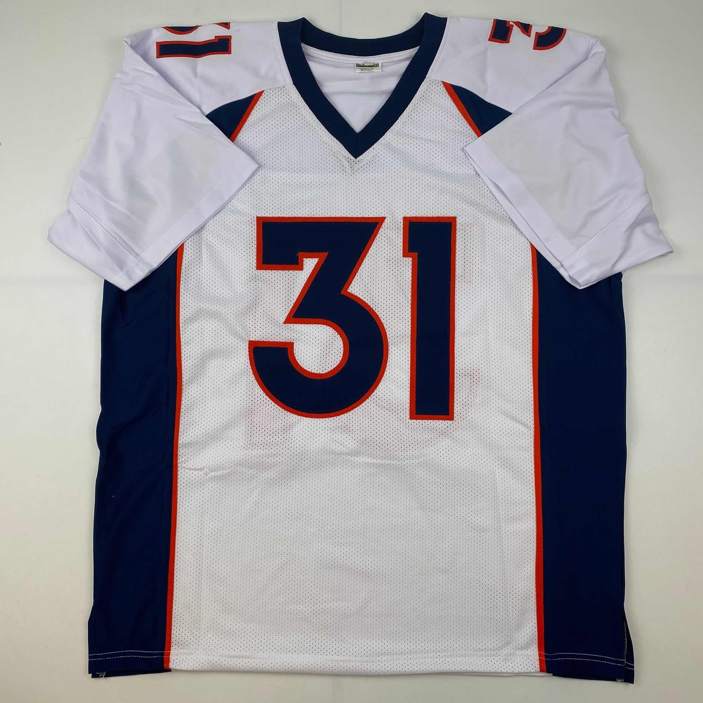 Autographed/Signed Justin Simmons Denver White Football Jersey JSA COA