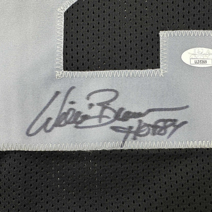 Autographed/Signed Willie Brown HOF 84  Las Vegas Oakland Black Football Jersey JSA COA