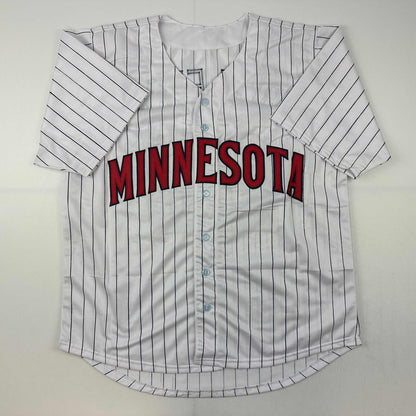 Autographed/Signed Bert Blyleven Minnesota Pinstripe Baseball Jersey JSA COA