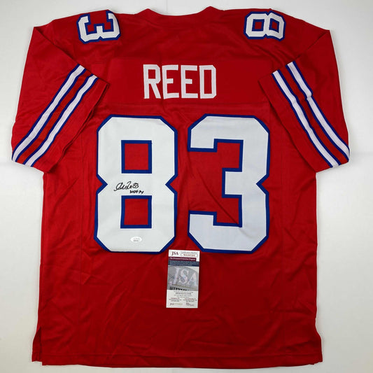 Autographed/Signed Andre Reed HOF 14 Buffalo Red Football Jersey JSA COA