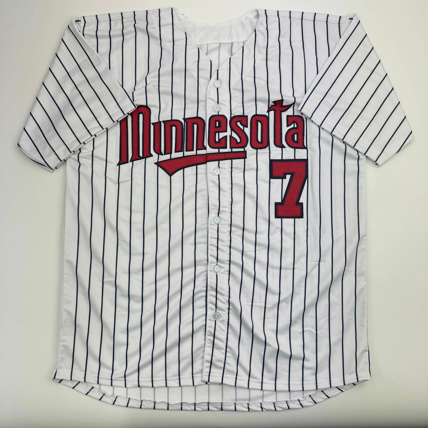 Autographed/Signed Joe Mauer Minnesota Pinstripe Baseball Jersey Beckett BAS COA