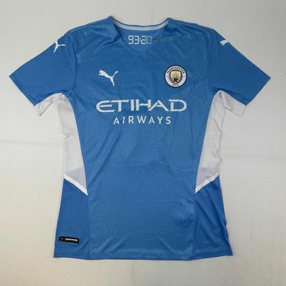 Autographed/Signed Ruben Dias Manchester City Blue Soccer Futbol Jersey Beckett BAS COA