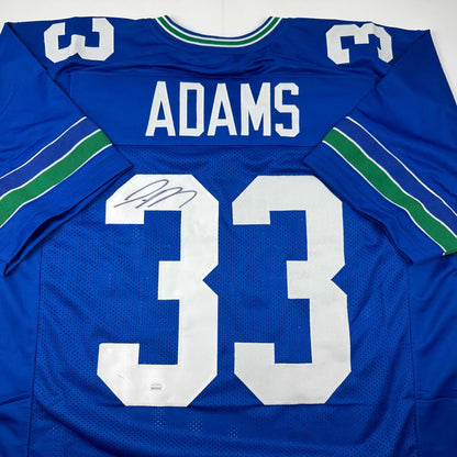 Autographed/Signed Jamal Adams Seattle Retro Blue Football Jersey JSA COA