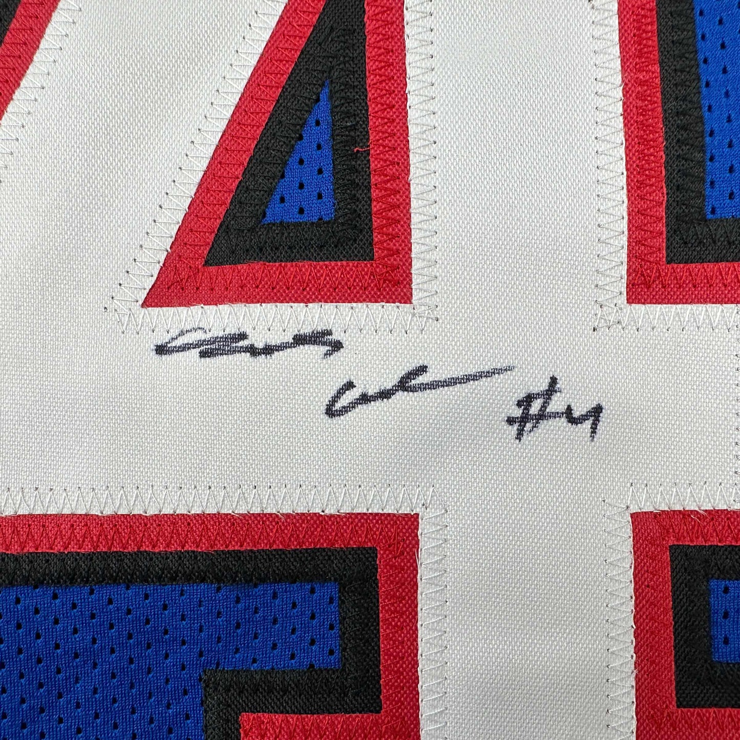 Autographed/Signed James Cook Buffalo Blue Football Jersey Beckett BAS COA