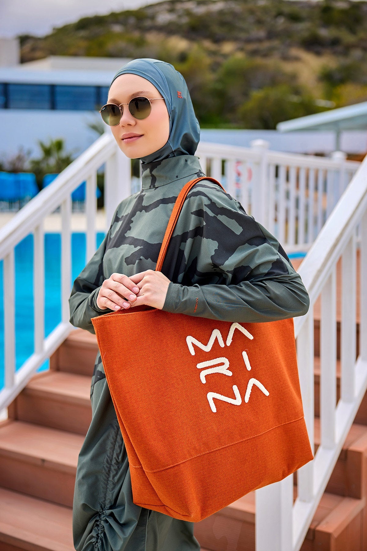 Orange Beach Bag with Zipper CA2501-5