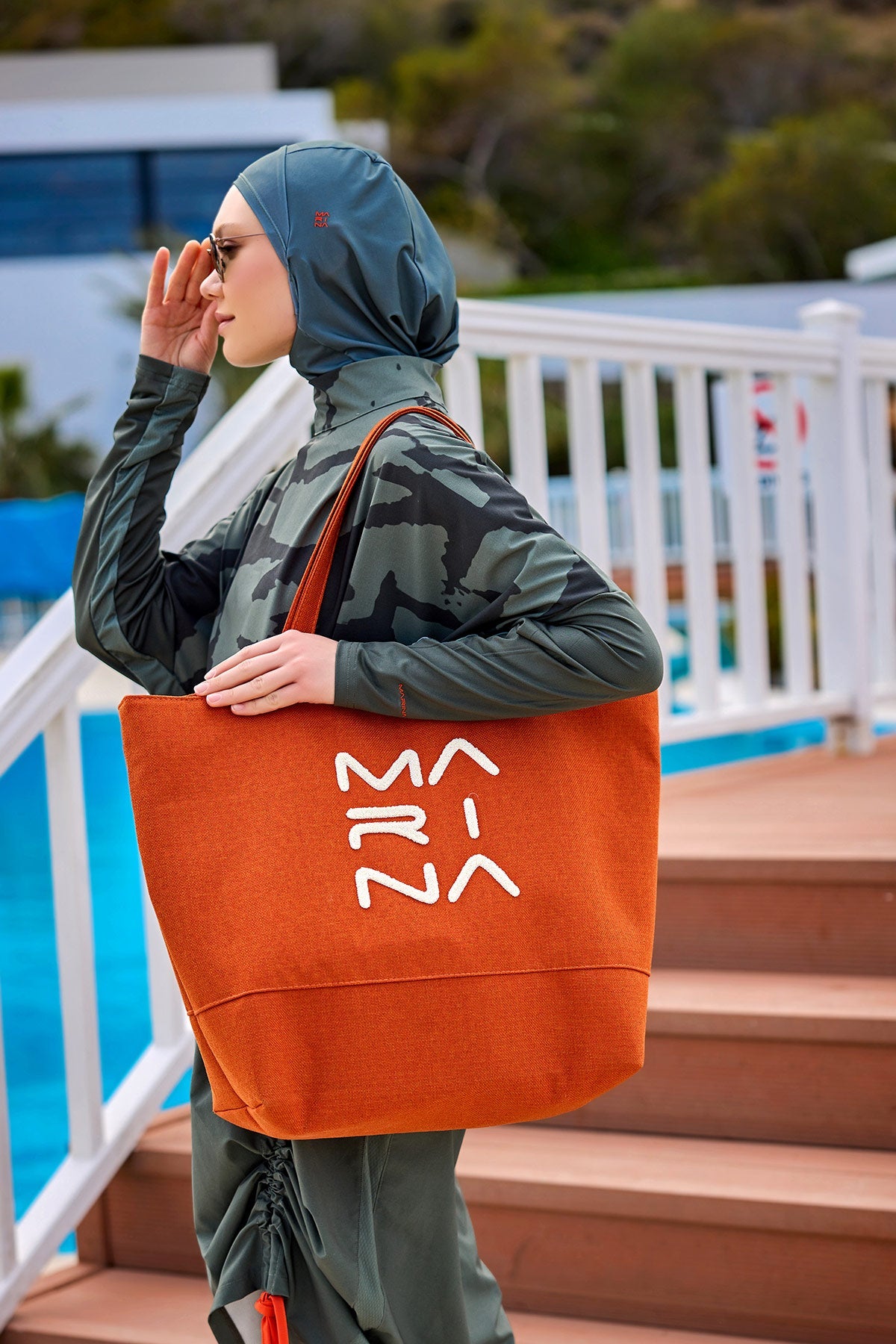 Orange Beach Bag with Zipper CA2501-5