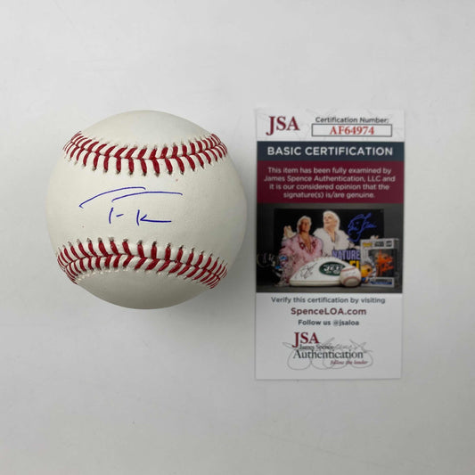 Autographed/Signed Trea Turner Rawlings Official Major League Baseball ROML JSA COA Auto