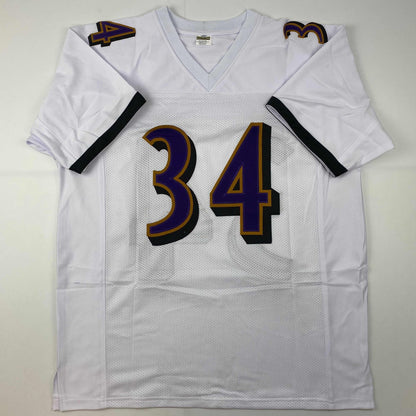 Autographed/Signed Ricky Williams Smoke Weed Everyday Inscribed Baltimore White Football Jersey JSA COA