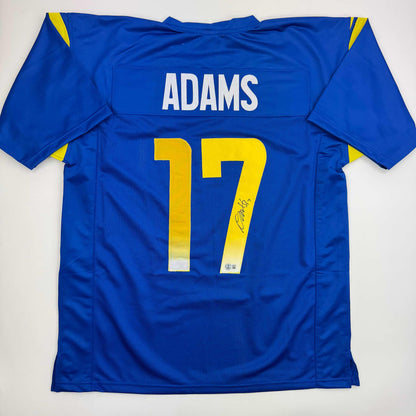 Autographed/Signed Davante Adams Los Angeles LA Blue Football Jersey Beckett BAS COA