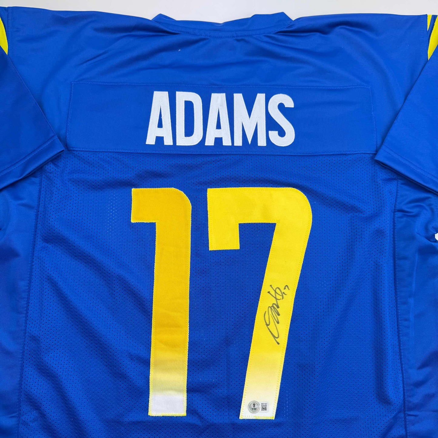 Autographed/Signed Davante Adams Los Angeles LA Blue Football Jersey Beckett BAS COA