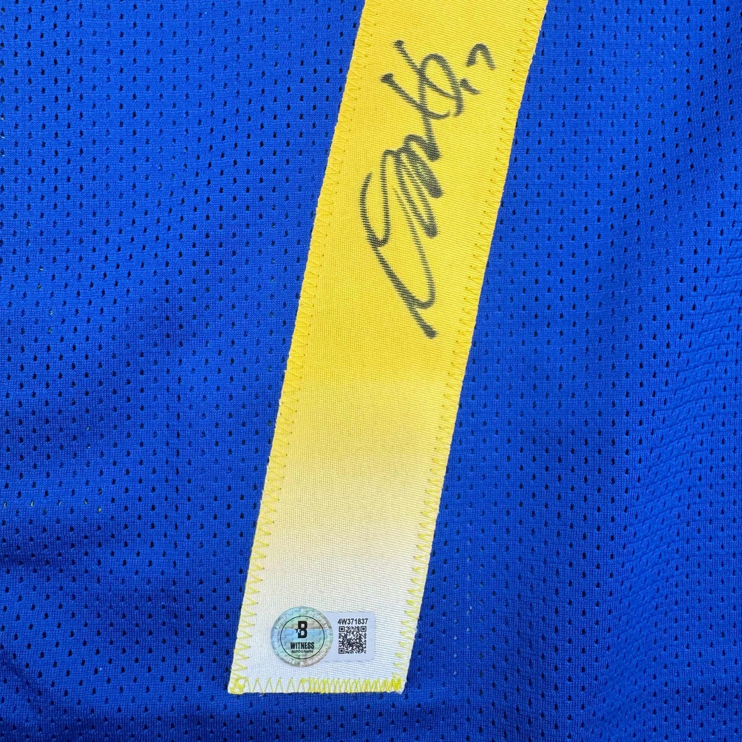 Autographed/Signed Davante Adams Los Angeles LA Blue Football Jersey Beckett BAS COA