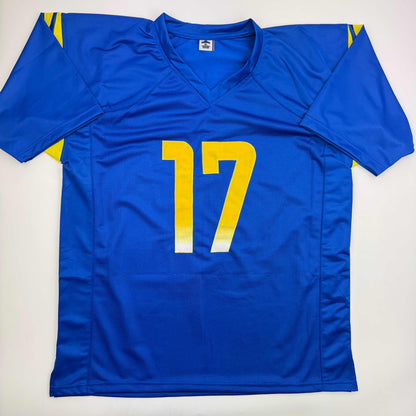 Autographed/Signed Davante Adams Los Angeles LA Blue Football Jersey Beckett BAS COA
