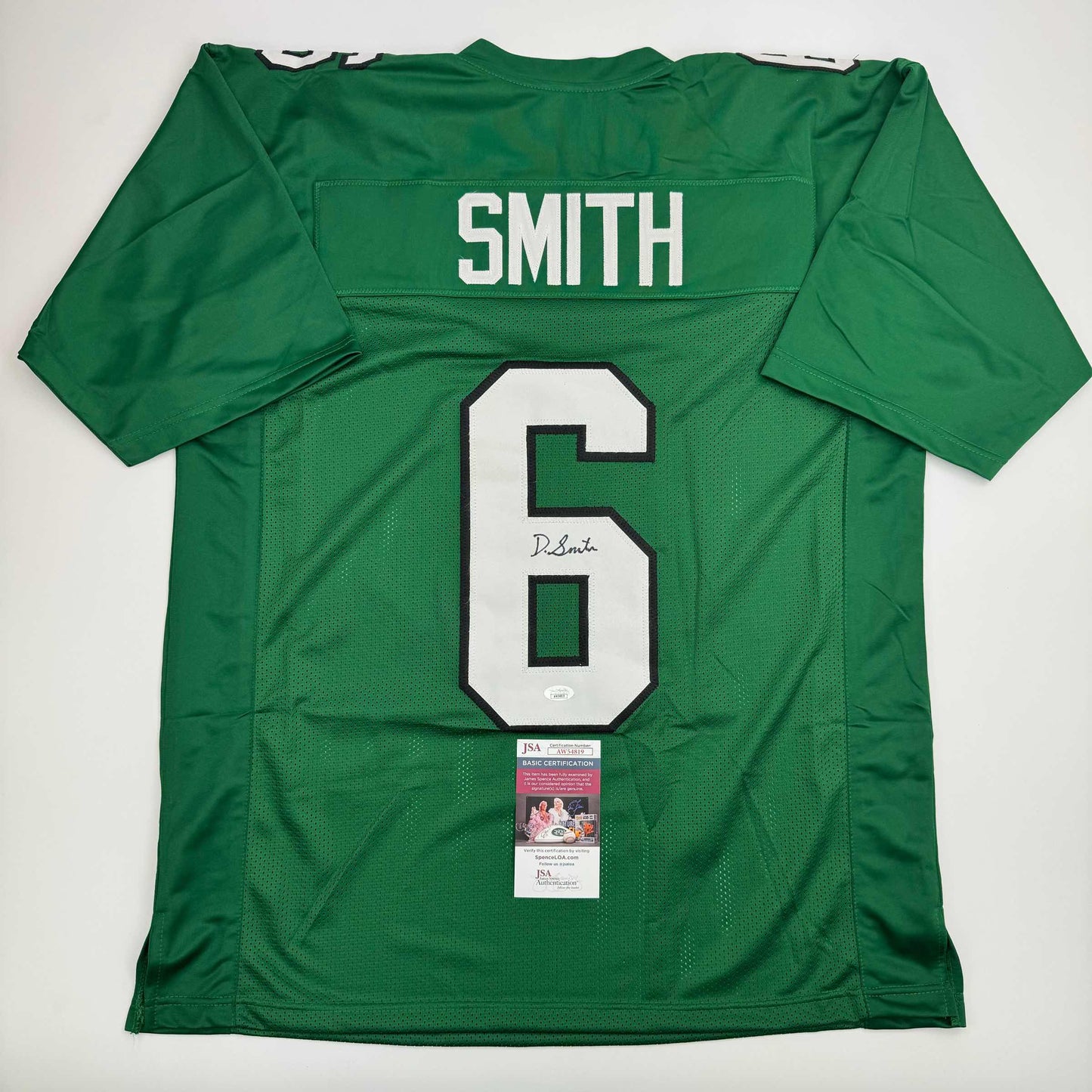 Autographed/Signed Devonta Smith Philadelphia Kelly Green Football Jersey JSA COA