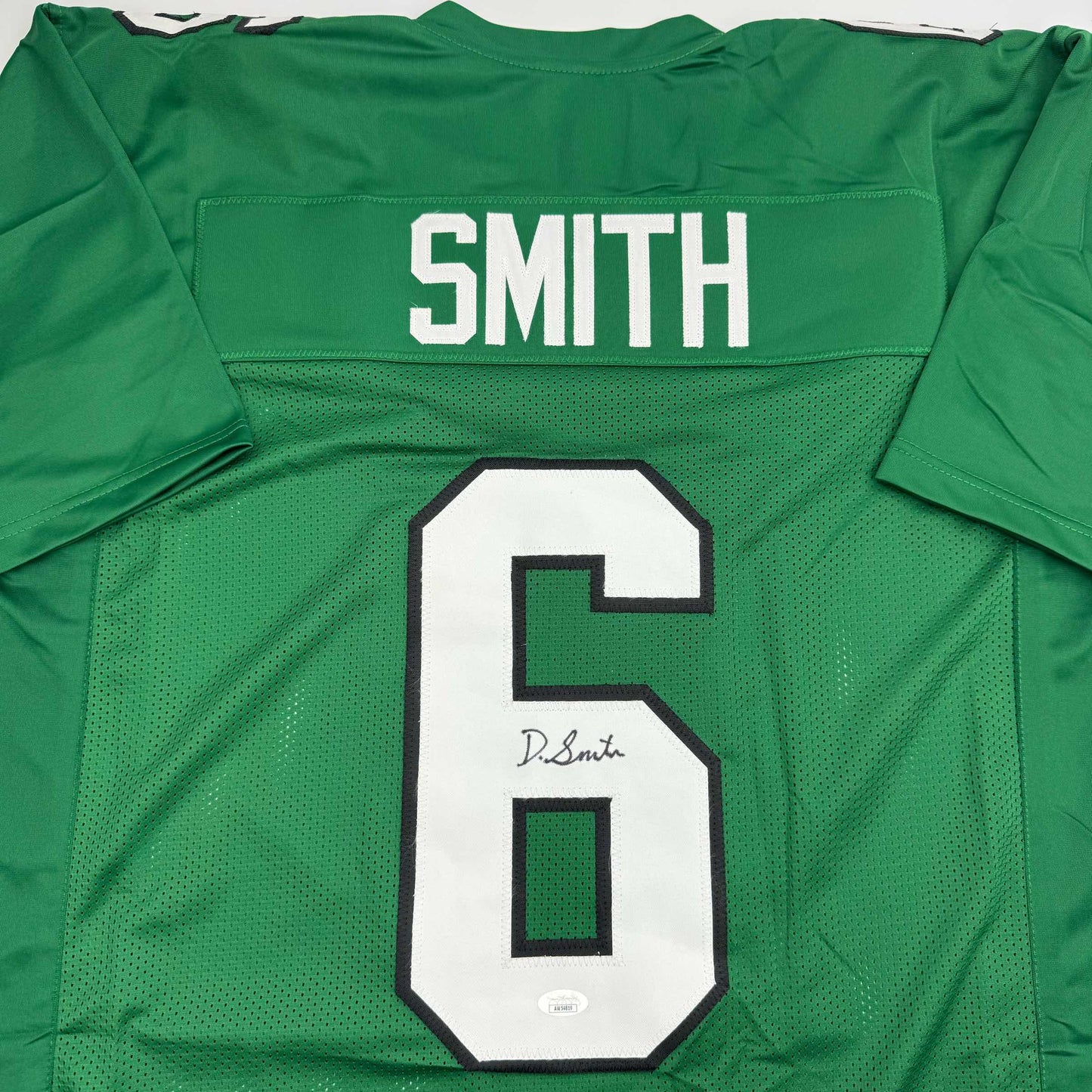 Autographed/Signed Devonta Smith Philadelphia Kelly Green Football Jersey JSA COA