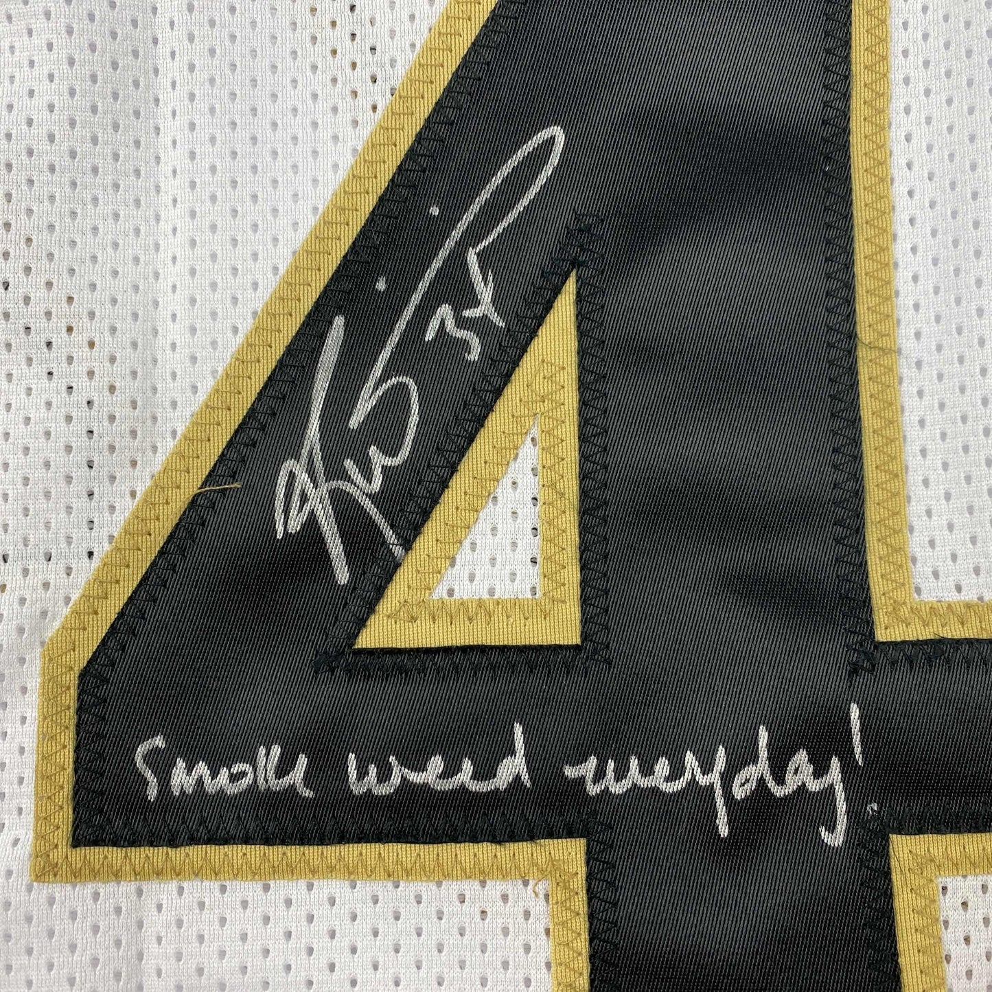 Autographed/Signed Ricky Williams Smoke Weed Everyday Inscribed New Orleans White Football Jersey JSA COA