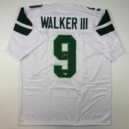 Autographed/Signed Kenneth Walker III Michigan State White College Football Jersey Beckett BAS COA