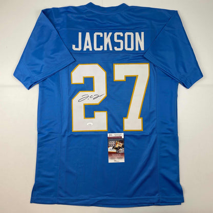 Autographed/Signed JC J.C. Jackson Los Angeles LA Powder Blue Football Jersey JSA COA