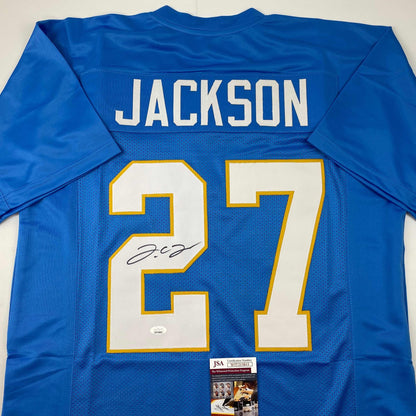 Autographed/Signed JC J.C. Jackson Los Angeles LA Powder Blue Football Jersey JSA COA