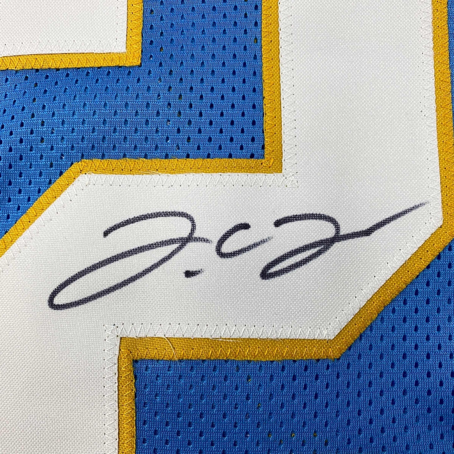 Autographed/Signed JC J.C. Jackson Los Angeles LA Powder Blue Football Jersey JSA COA