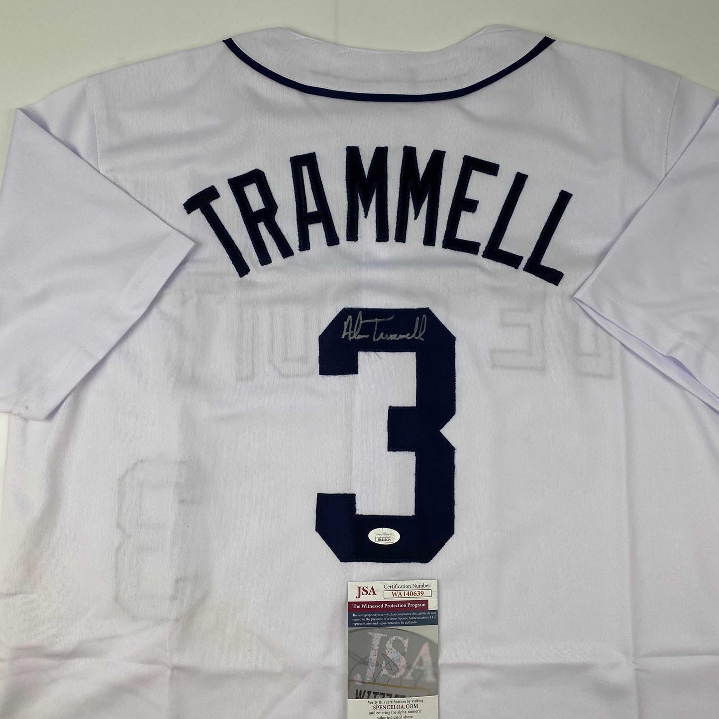 Autographed/Signed Alan Trammell Detroit White Baseball Jersey JSA COA