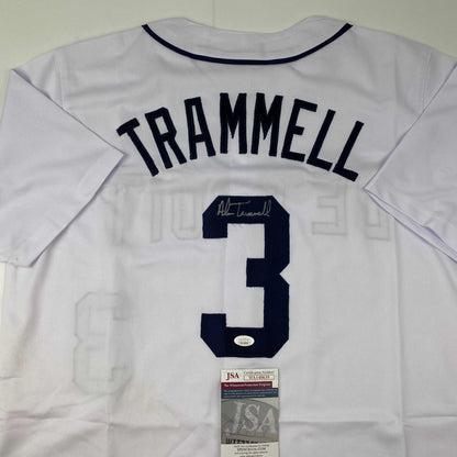 Autographed/Signed Alan Trammell Detroit White Baseball Jersey JSA COA