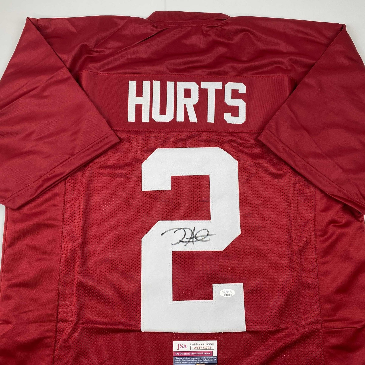 Autographed/Signed Jalen Hurts Alabama Red College Football Jersey JSA COA