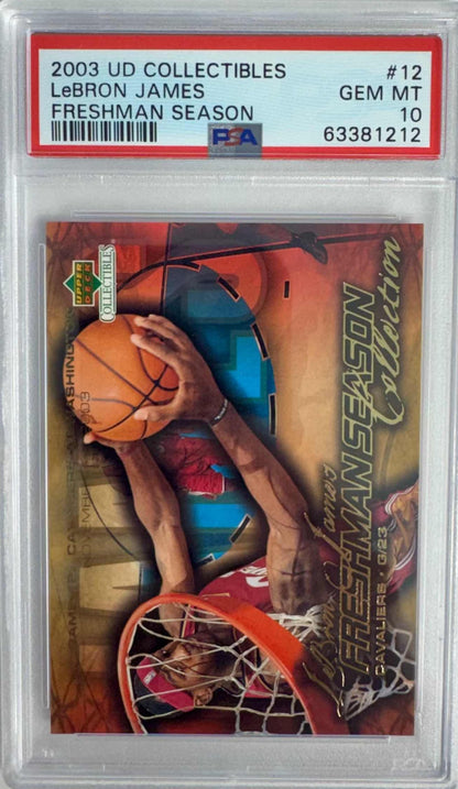 Graded 2003 Upper Deck Collectibles LeBron James #12 Freshman Season Rookie RC Basketball Card PSA 10 Gem Mint - Triathlete Store
