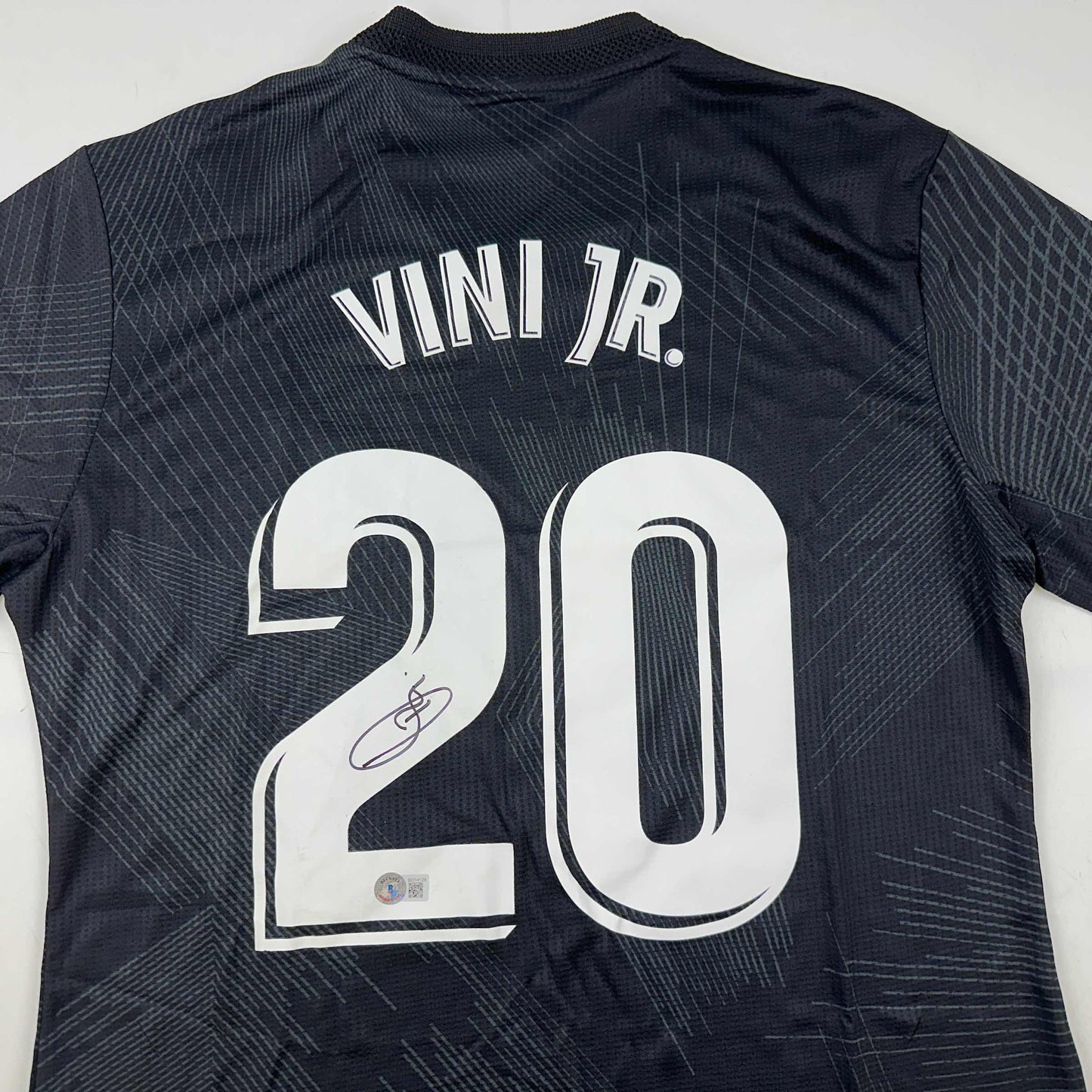 Autographed/Signed Vini Vinicius Jr. Real Madrid 2021-22 Black Soccer Jersey Beckett BAS COA