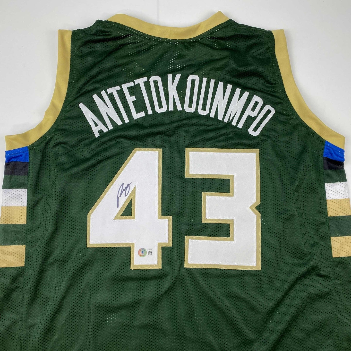 Autographed/Signed Thanasis Antetokounmpo Milwaukee Green Basketball Jersey Beckett BAS COA