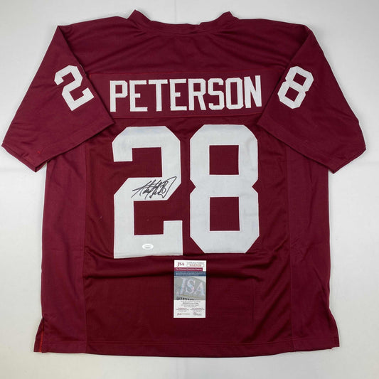 Autographed/Signed Adrian Peterson Oklahoma Maroon College Football Jersey JSA COA
