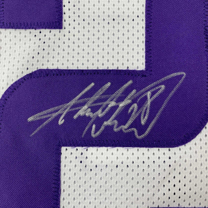 Autographed/Signed Adrian Peterson Minnesota White Football Jersey JSA COA